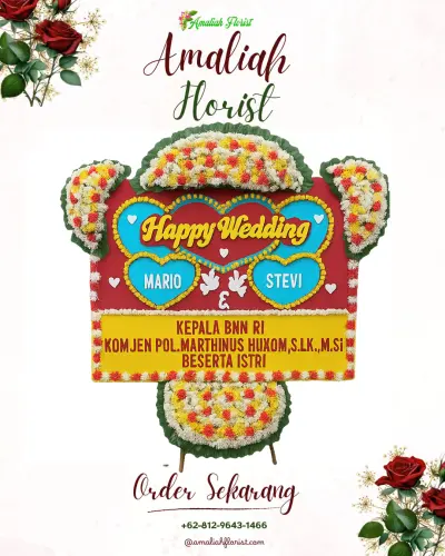 Karangan Papan Bunga Pernikahan di Warujaya
